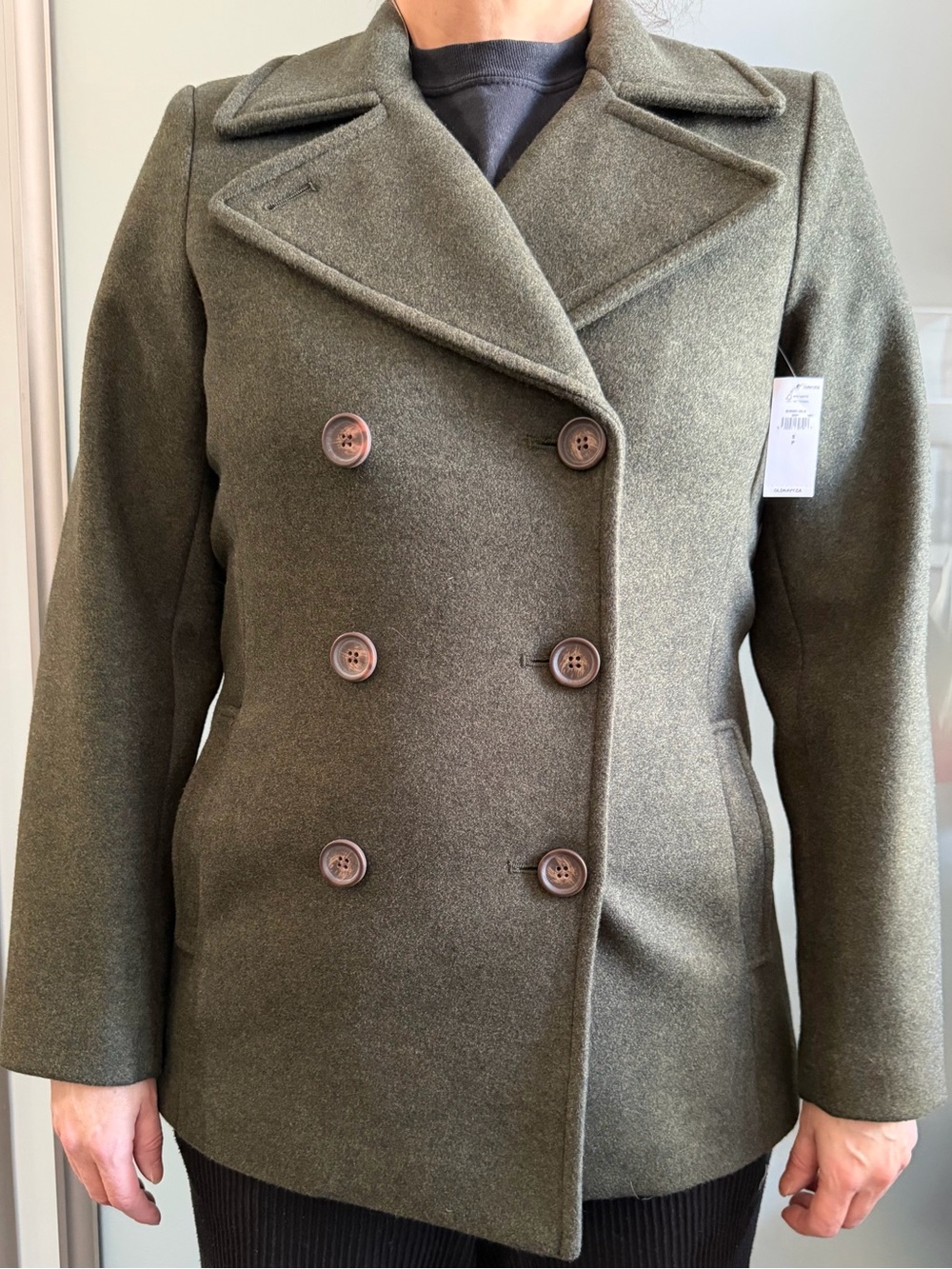 Old Navy Double-Breasted Peacoat in Olive Green